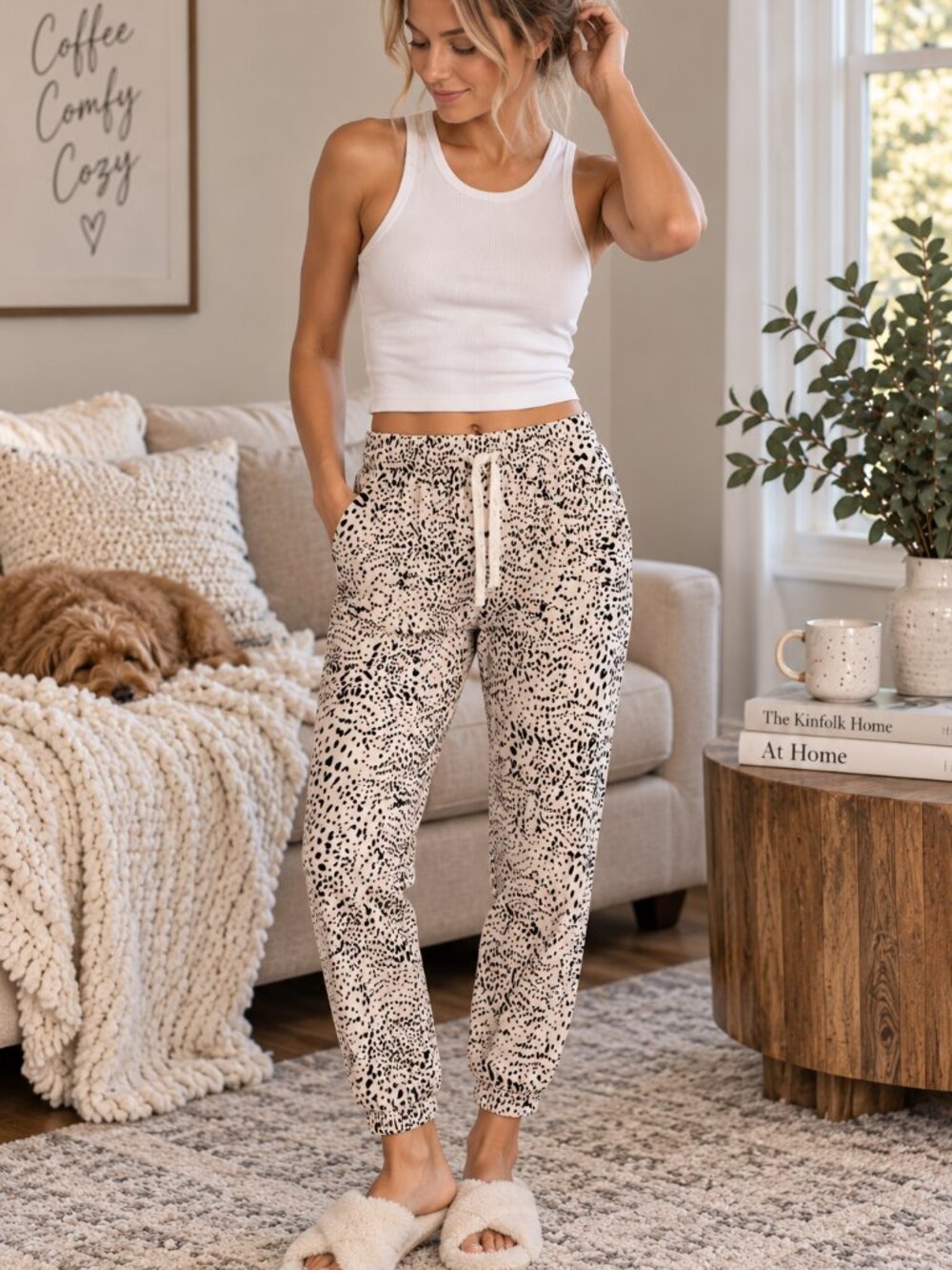 MONROW Leopard Print Supersoft Jogger Sweatpants Size XS NWT